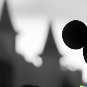 DALL·E 2023-08-03 16.43.27 – silueta de las orejas de Mickey Mouse sobre un telón de fondo de la sociedad