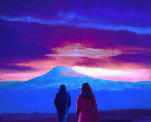 Luz gu&iacute;a sobre la monta&ntilde;a